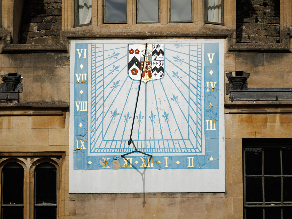 Brasenose sun dial mounted on a college wall