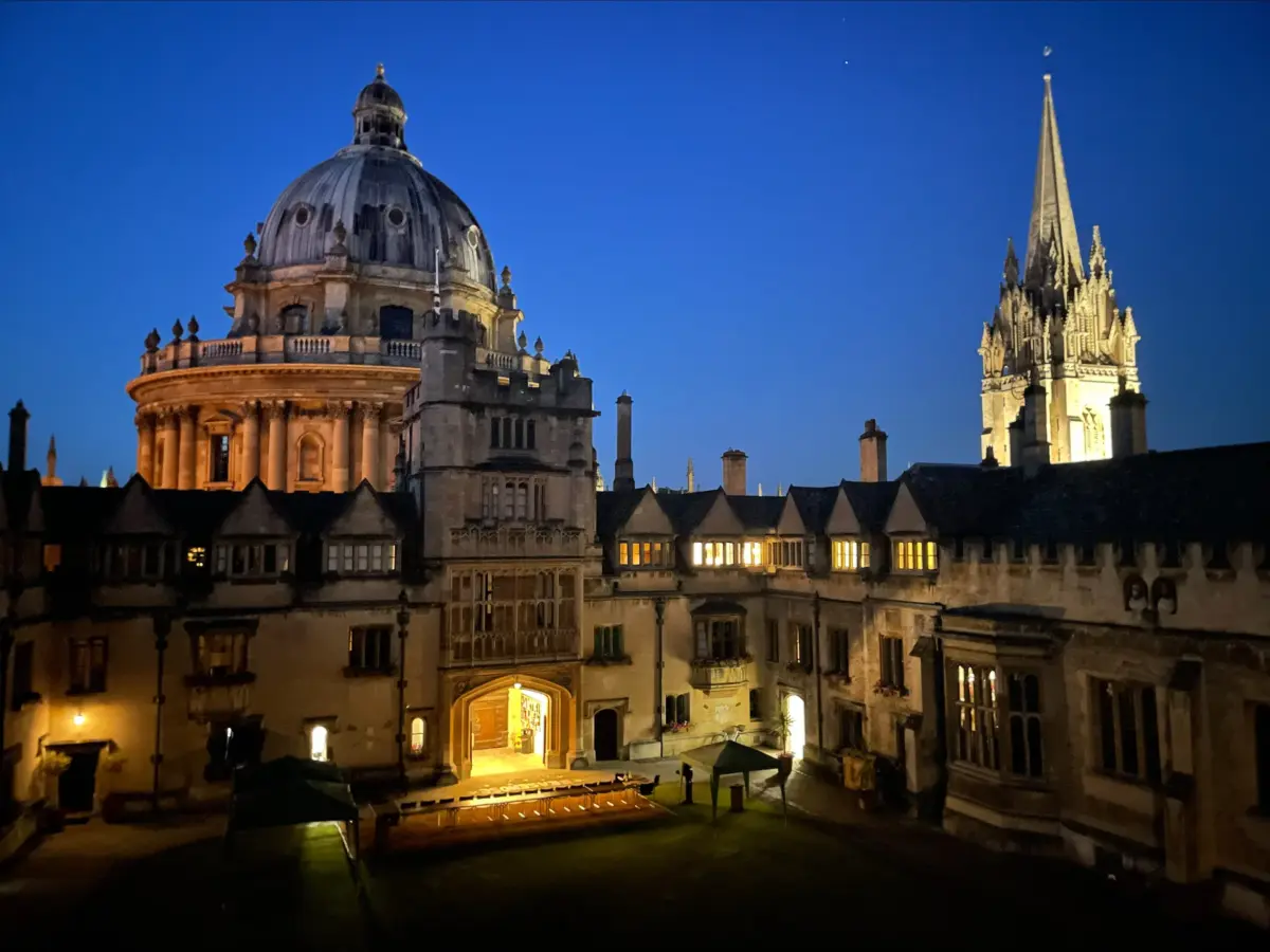 Aerial view of Brasenose College at nighttime