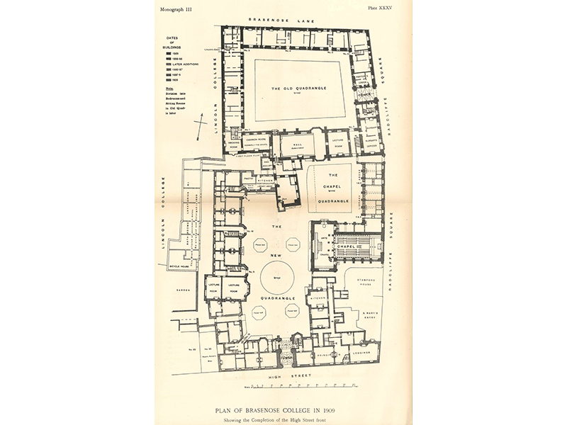 Floor plan drawing, the 1909 college plan