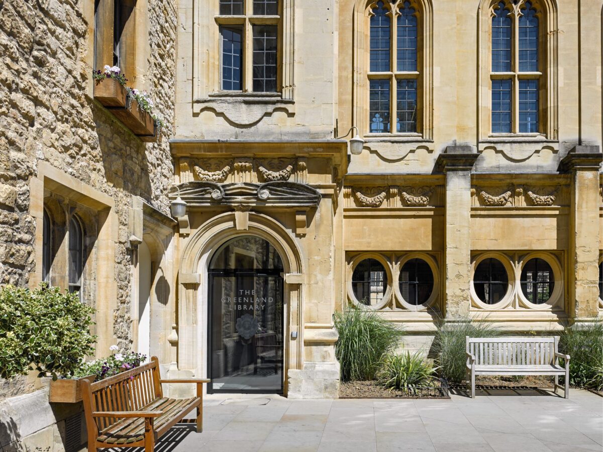 Stone entrance to the Greenland Library at Brasenose College