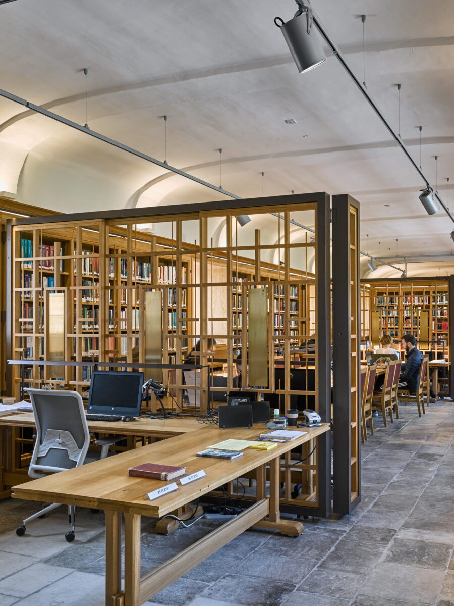 The Smith Reading Room, also known as Old Cloisters, with desks and bookshelves