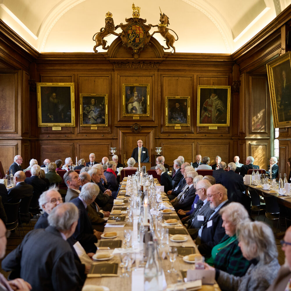 Diamond Jubilee Lunch in the college dining hall, with guests seated at long tables
