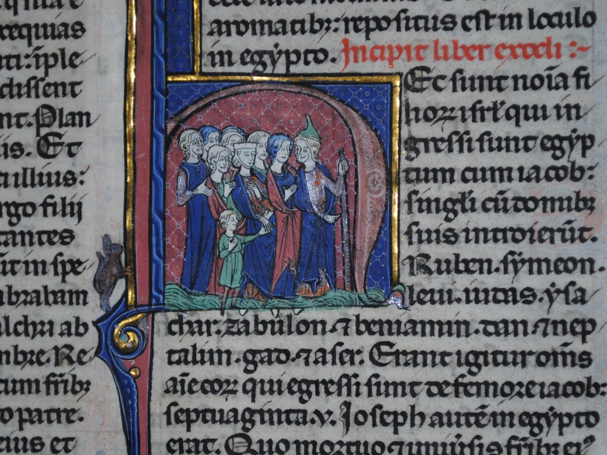 A historiated initial with gold illumination from a rare book