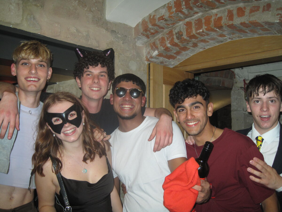 A group of students in the college bar