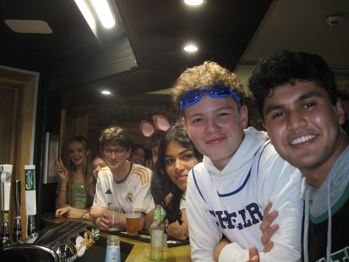 A group of students in the college bar