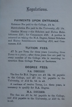 Extract from the first Brasenose Blue Book of 1890 (MEM 2 M1)