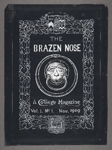 Original drawing of the design for the first cover of The Brazen Nose by Henry George Willink (m.1870) (BN 5 A1)