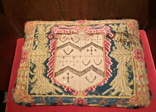 17th century Chapel cushion with the arms of Founder Richard Sutton