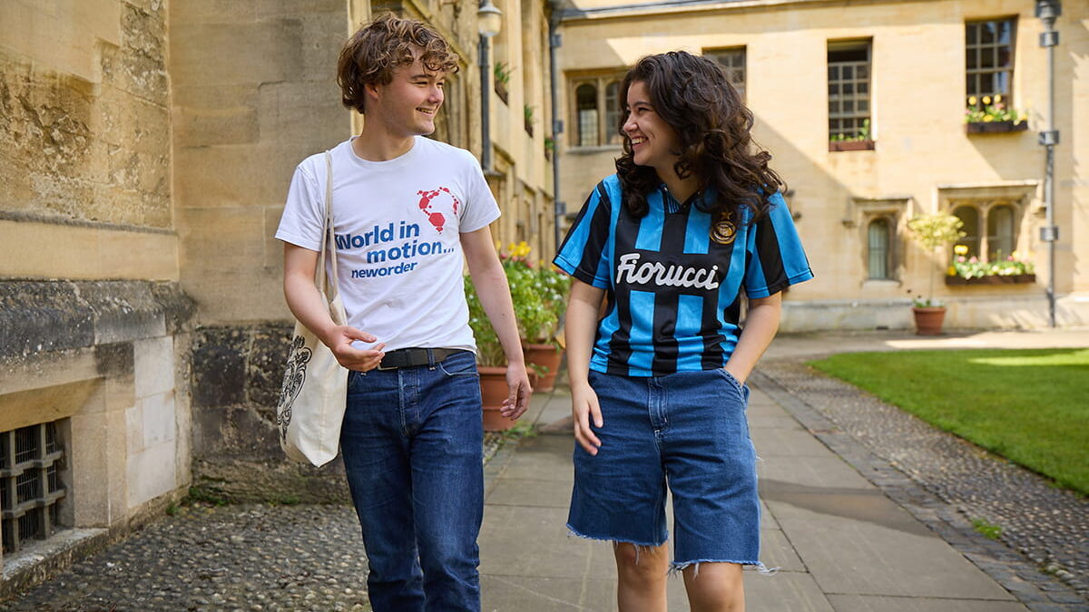 Students walking together across the college quad