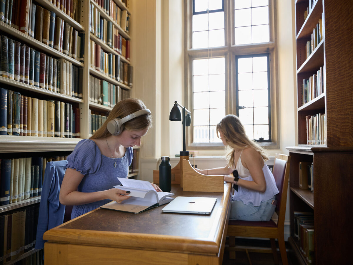 Students studying in Brasenose College Library