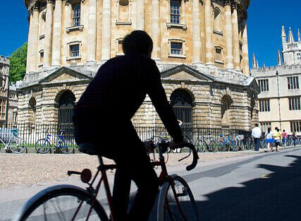 Cycling past the Radcliffe Camera