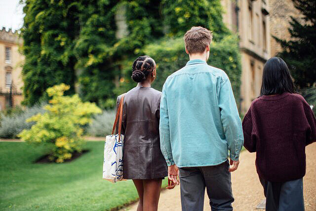 Students walking in the grounds of a college