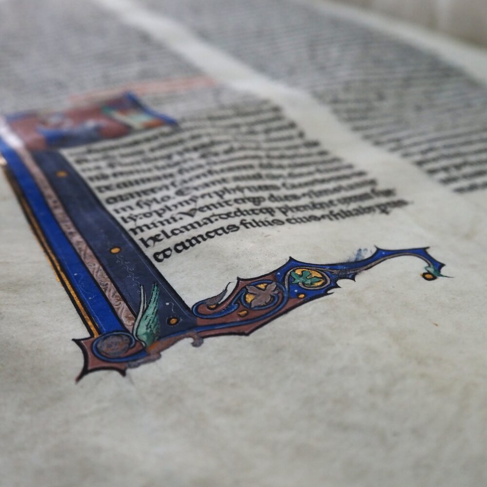 Ornate lettering from a medieval manuscript