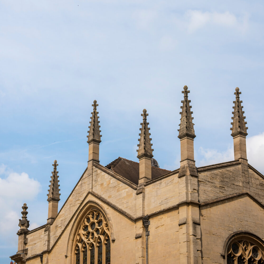 Brasenose College Chapel exterior and blue sky