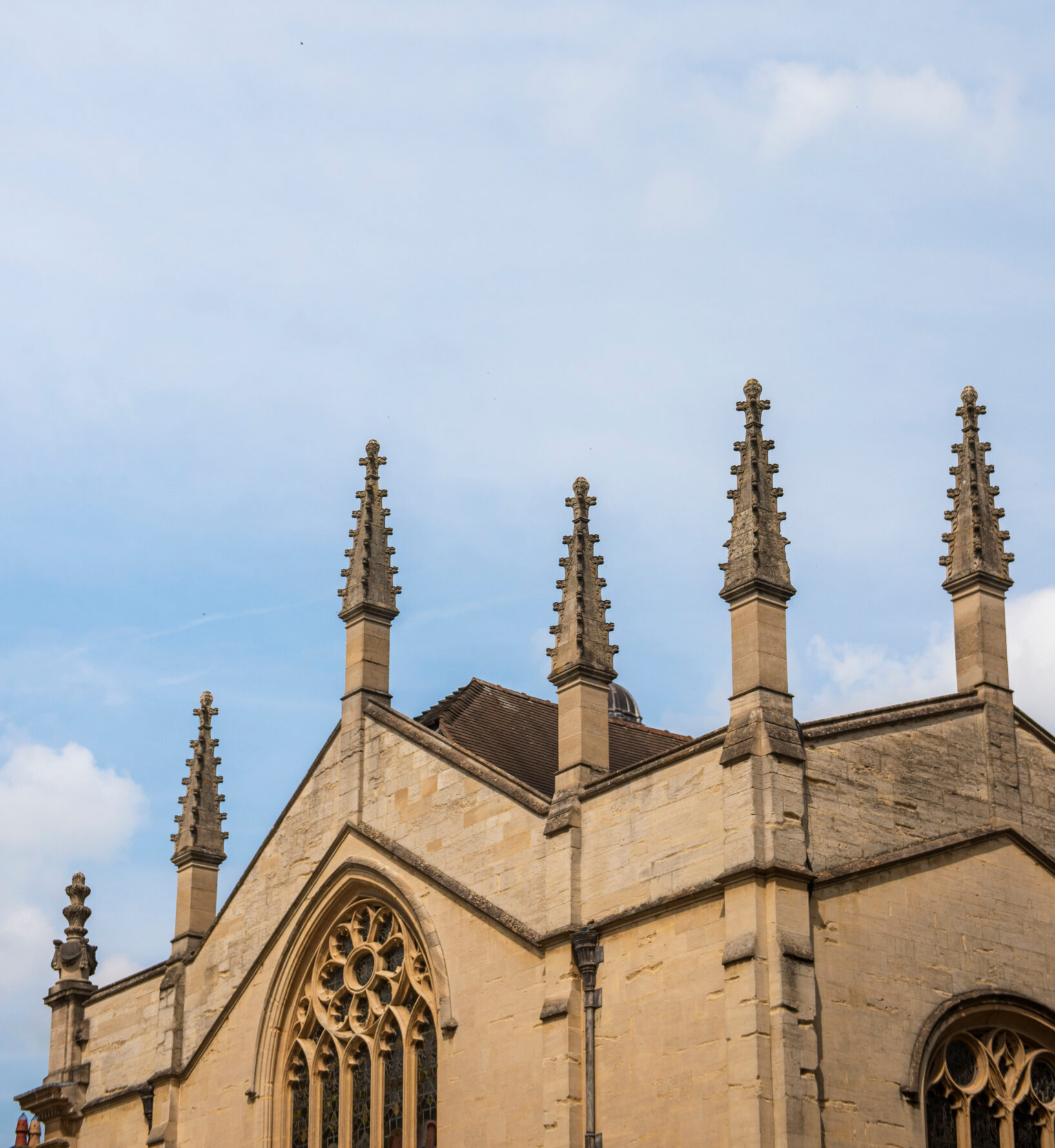 Brasenose College Chapel exterior and blue sky
