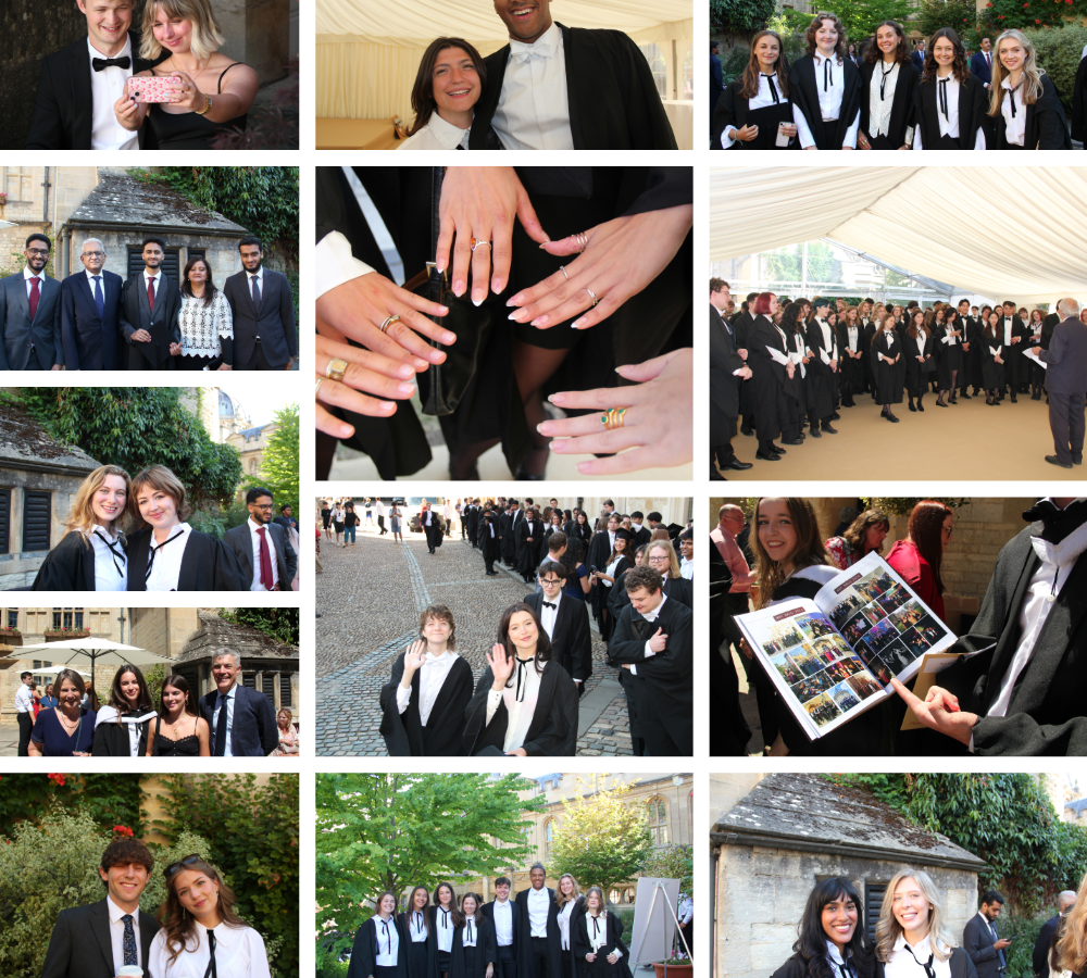 A collage of students celebrating their graduation