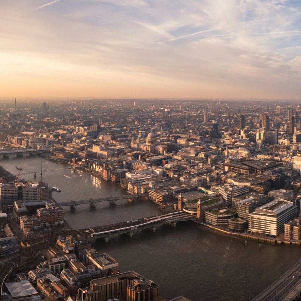 London skyline over the river