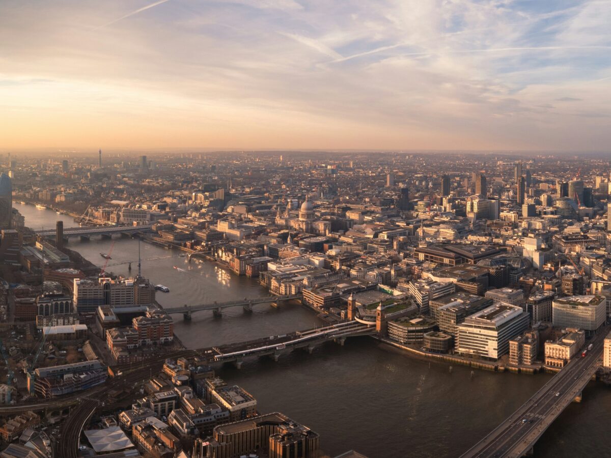 London skyline over the river